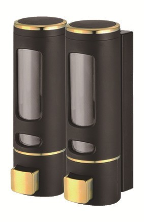 家用酒店用浴室用ABS材质壁挂手按皂液器给皂器双筒,OEM代加工，贴牌加工，ODM定制图2