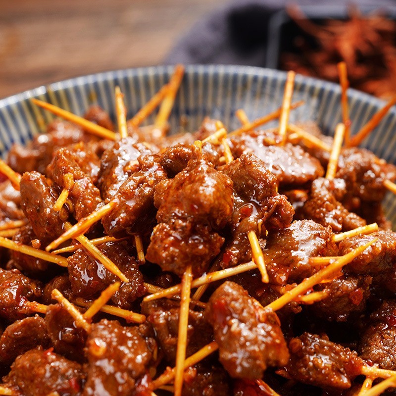 牙签牛肉100g装 麻辣休闲零食休闲肉类熟食卤味,OEM代加工，贴牌加工，ODM定制图3