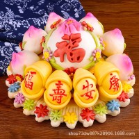 山东胶东花饽饽花样馒头蛋糕老人生日祝寿面点食品喜馍馍中秋礼盒,OEM代加工，贴牌加工，ODM定制