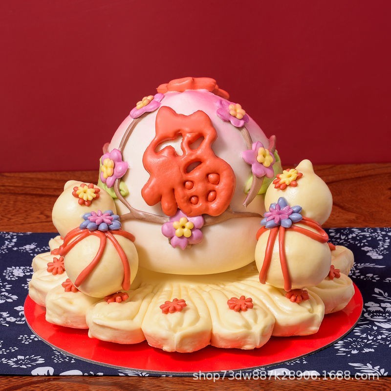 山东胶东花饽饽花样馒头蛋糕老人生日祝寿面点食品喜馍馍中秋礼盒,OEM代加工，贴牌加工，ODM定制图4