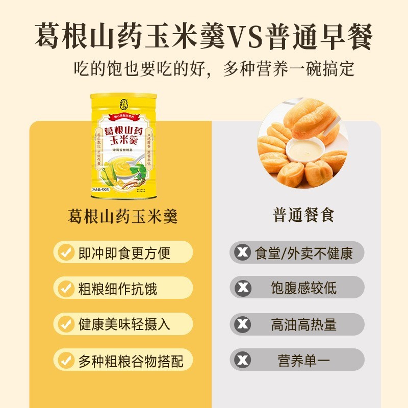 葛根山药玉米羹400g速食食品早餐粥杂粮养胃营养即食冲调代餐粉OEM代加工图2