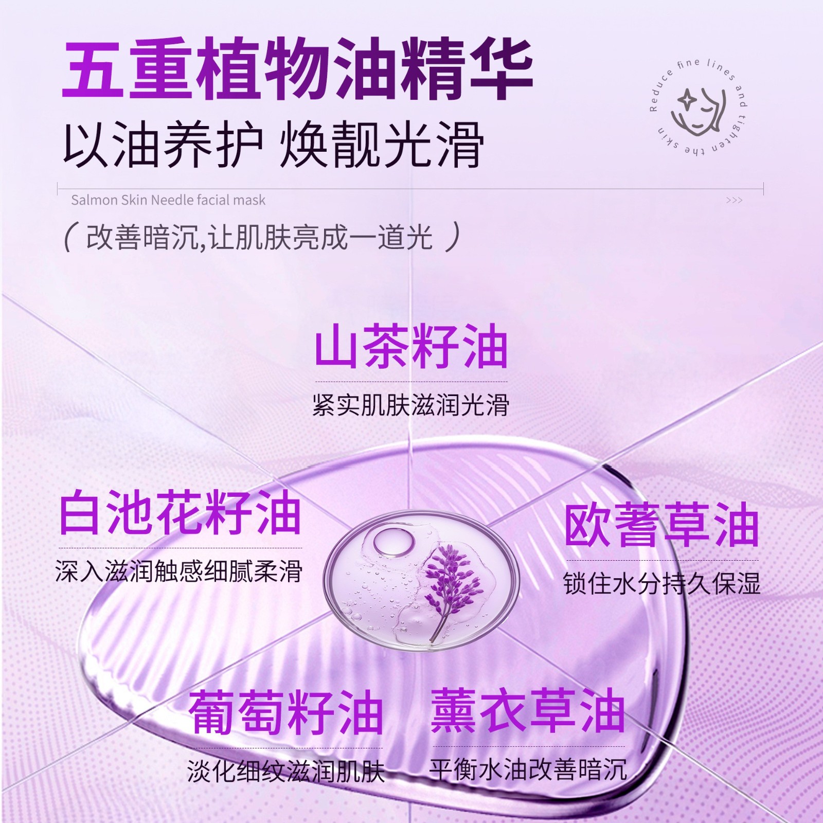 抖音直播爆款面膜加工韩国抗皱三文鱼贴片面膜定制肌因针面膜贴牌图2