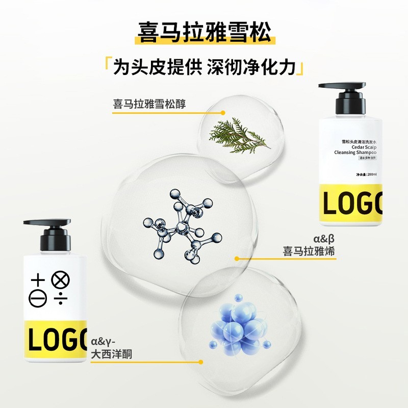 雪松头皮清洁洗发水oem定制 蓬松柔顺控油去屑无硅油洗发露代加工图3