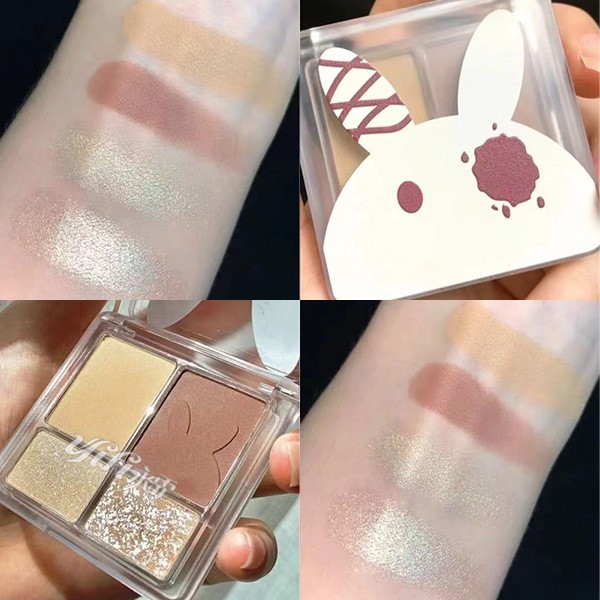 EM定制四色眼影哑光珠光钻闪爆闪变色龙兔兔眼影彩妆