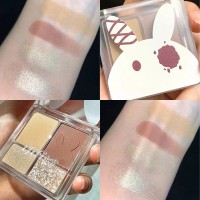 EM定制四色眼影哑光珠光钻闪爆闪变色龙兔兔眼影彩妆