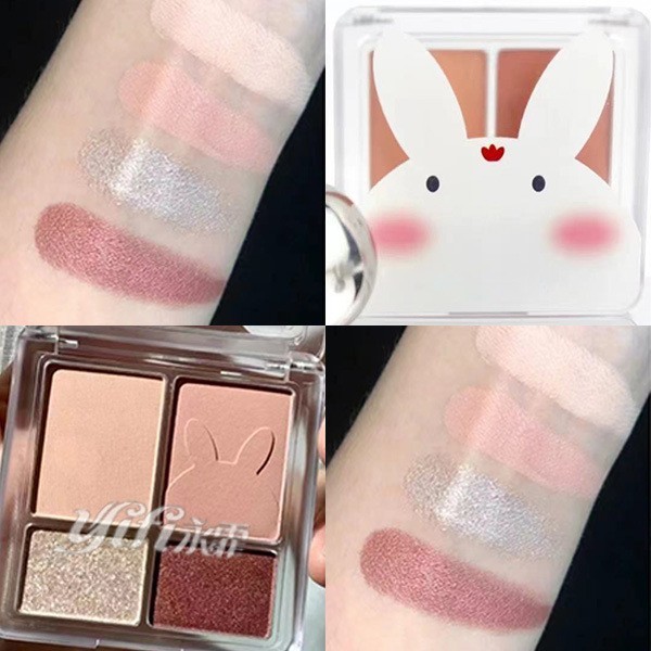 EM定制四色眼影哑光珠光钻闪爆闪变色龙兔兔眼影彩妆图3