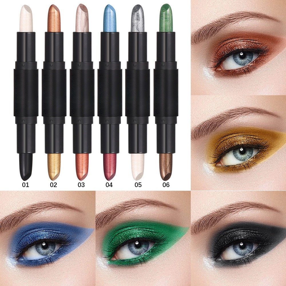 新款美妆新品双头高珠光眼影棒批发外贸欧美舞台烟熏妆眼影笔定制