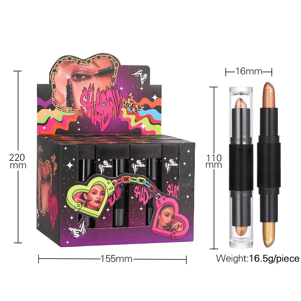 新款美妆新品双头高珠光眼影棒批发外贸欧美舞台烟熏妆眼影笔定制图3