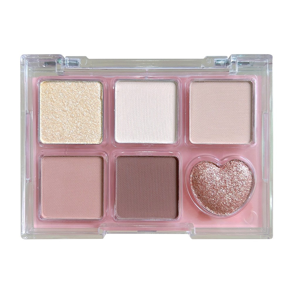 OEM ODM六色眼影盘哑光珠光紫色粉色闪光心形彩妆定制代工图2