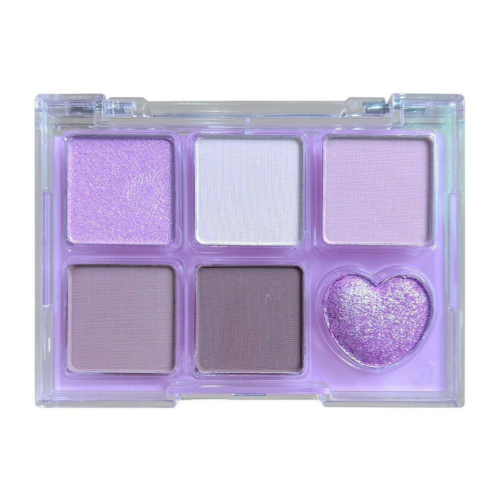 OEM ODM六色眼影盘哑光珠光紫色粉色闪光心形彩妆定制代工图5