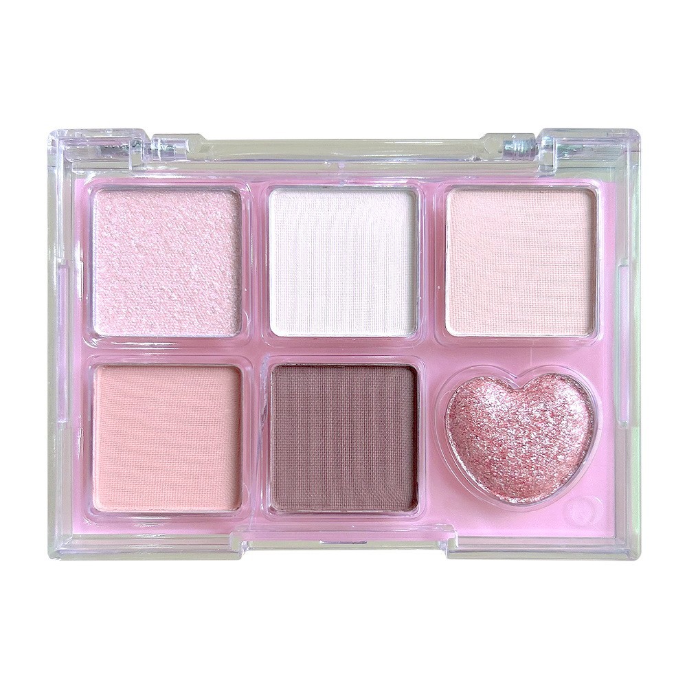 OEM ODM六色眼影盘哑光珠光紫色粉色闪光心形彩妆定制代工图4