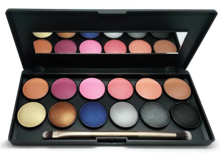 12色眼影 多色珠光哑光亮钻亮片眼影彩妆化妆品OEM订制加工厂家图2