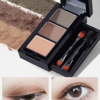 3色眉粉 多色盒黑色深棕色深咖眼部彩妆化妆品OEM订做加工厂家
