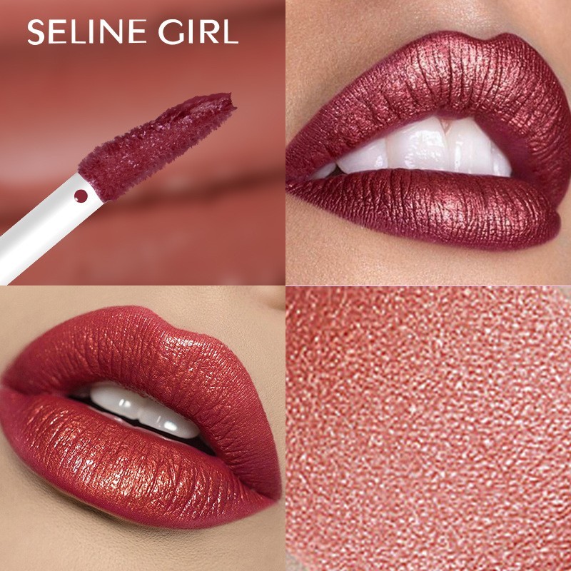 跨境SELINEGIRL珠光唇釉不粘杯不掉色长效保湿滋润唇部口红定制图5