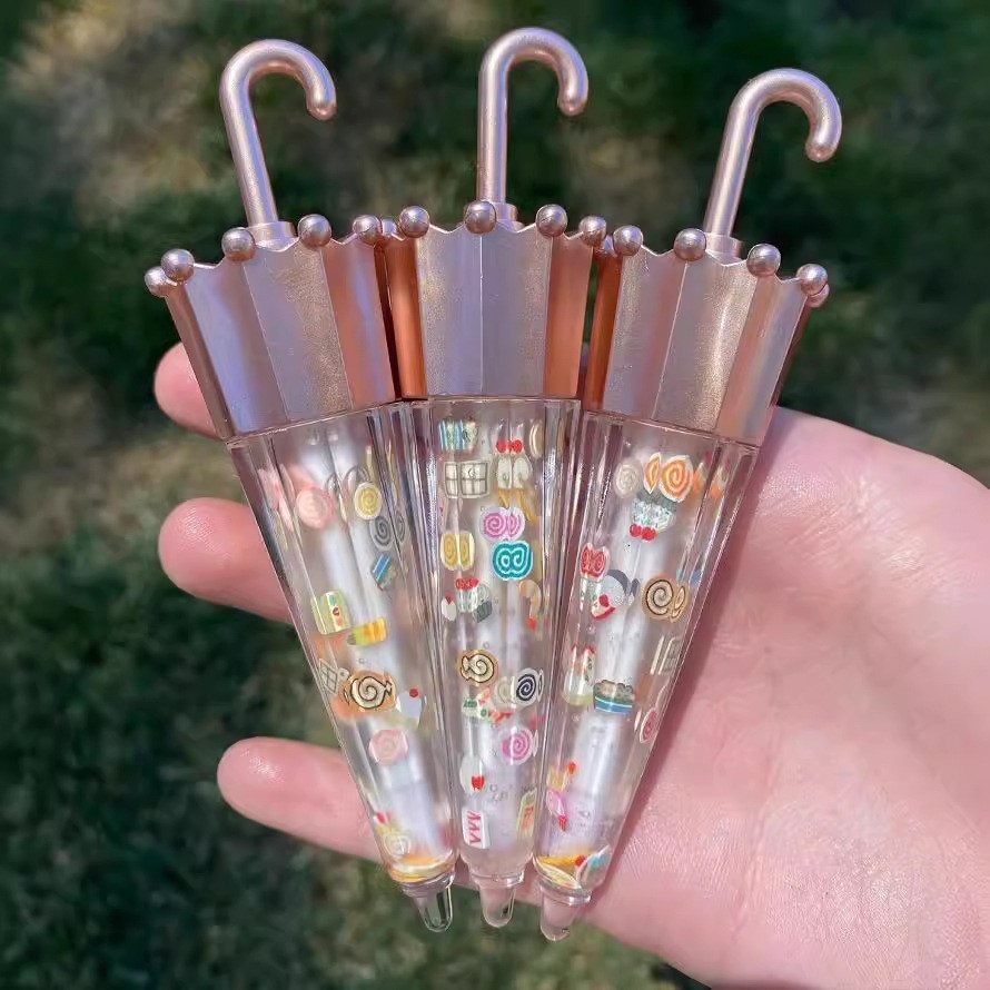 外贸跨境OEM定制唇彩 儿童可爱小雨伞管子多色选择透明唇釉厂家图2