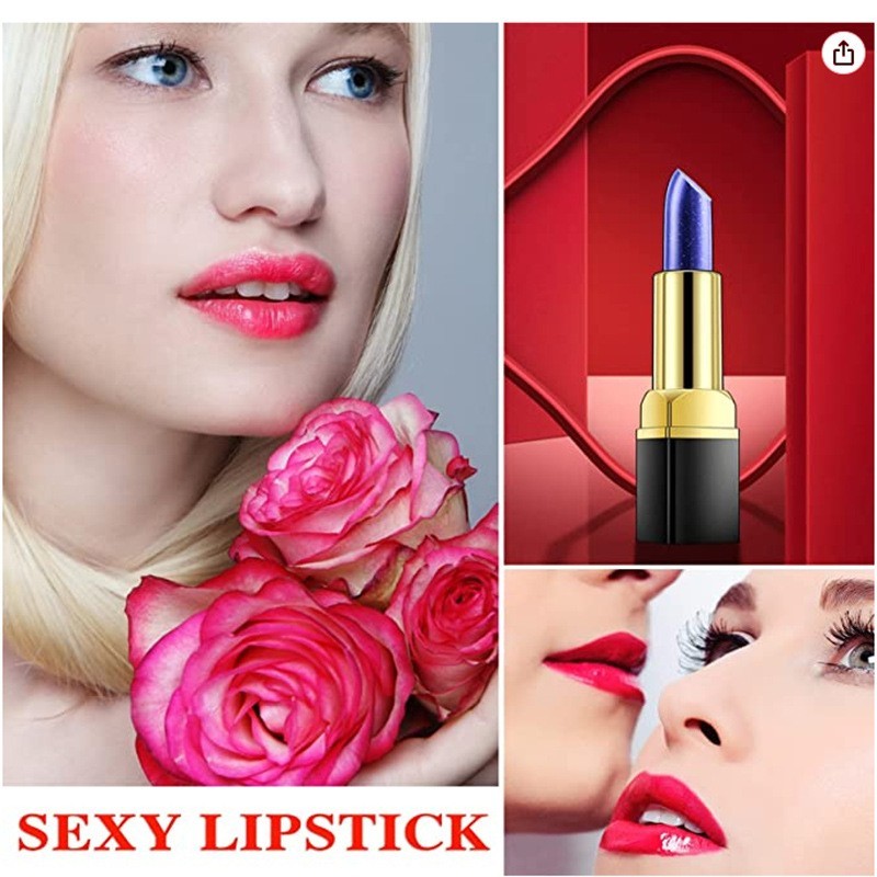 蓝色妖姬温变色口红滋润保湿打底彩妆蓝玫瑰润唇膏图5