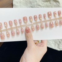 抖音新款美甲爱心豹纹可爱猫眼穿戴甲可爱假指甲成品甲片预制