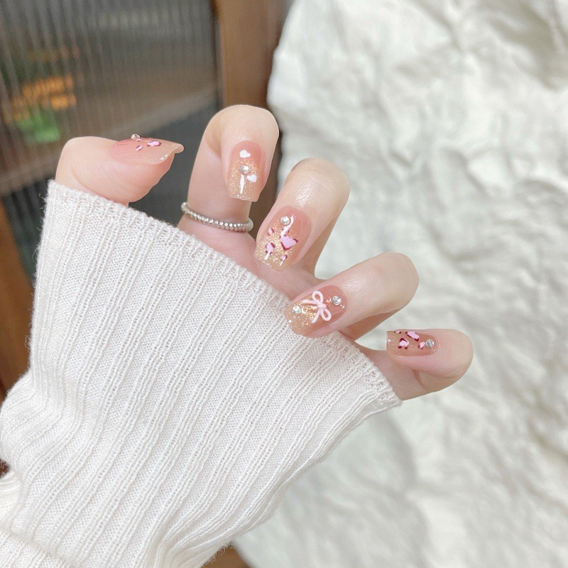 抖音新款美甲爱心豹纹可爱猫眼穿戴甲可爱假指甲成品甲片预制图4