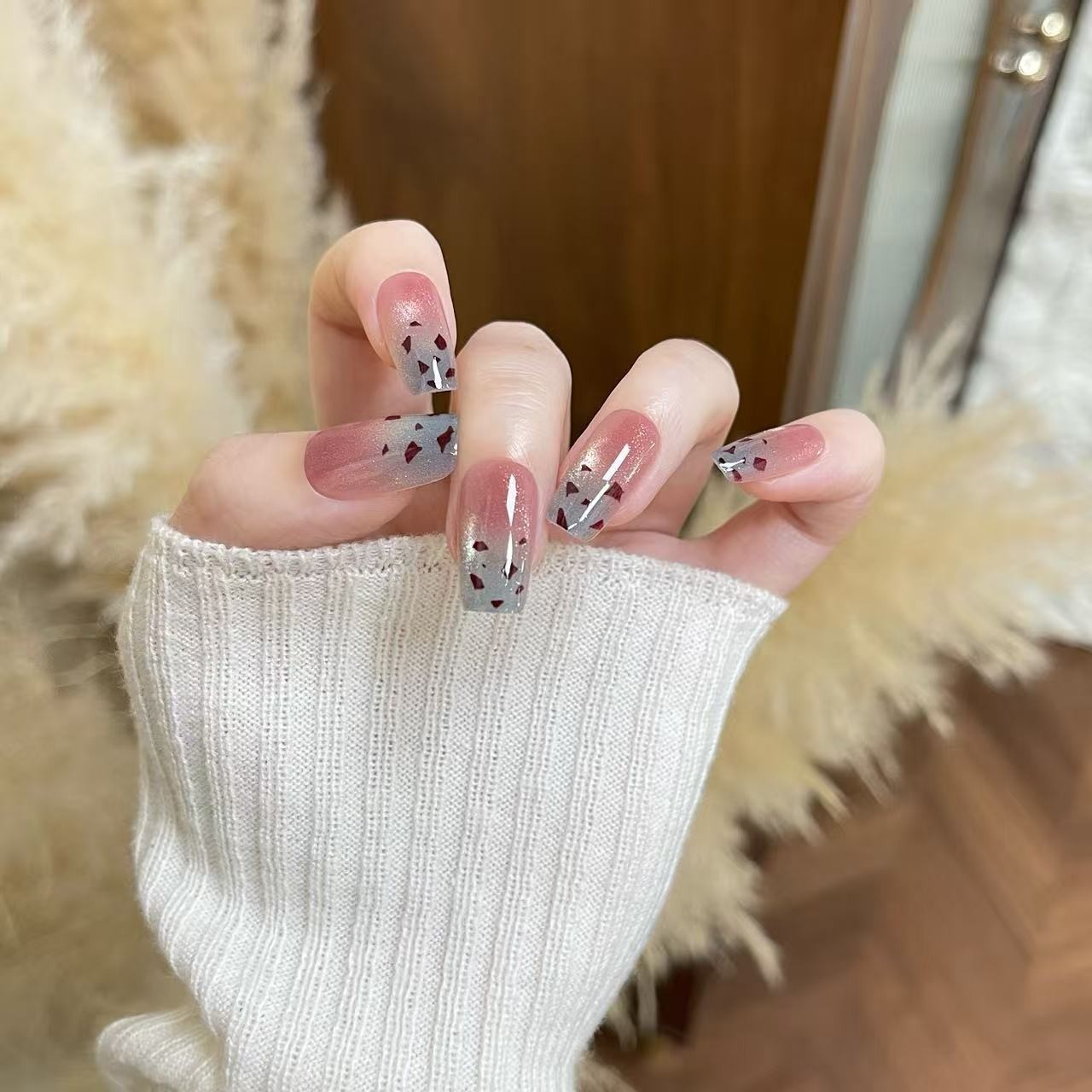 腮红豹纹美甲新款局部猫眼穿戴甲辣妹性感假指甲成品甲片贴片图4