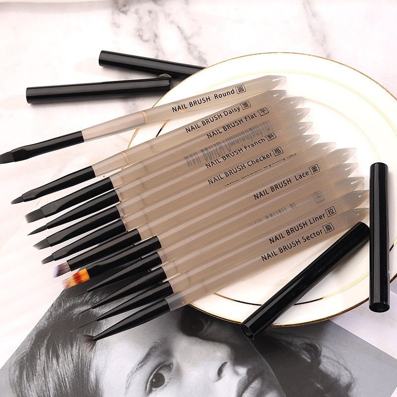 工厂定制美甲彩绘笔全套12支 烟雨色画花拉线笔光疗笔美甲笔刷图2