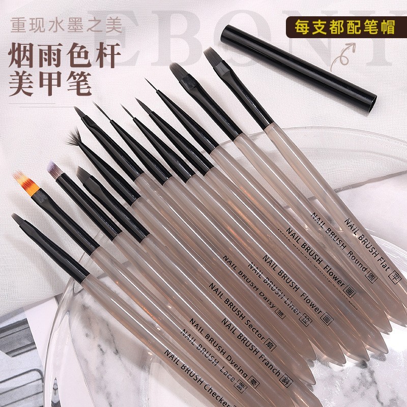 工厂定制美甲彩绘笔全套12支 烟雨色画花拉线笔光疗笔美甲笔刷图4