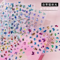 实力工厂定制镭射蝴蝶美甲贴纸INS美甲贴花极光美甲饰品OEM指甲贴