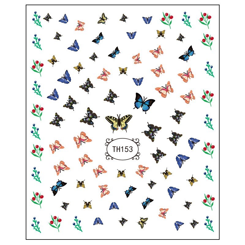 厂定制夏日蝴蝶小清新美甲贴纸DIY花朵可爱网红风指甲贴OEM图4