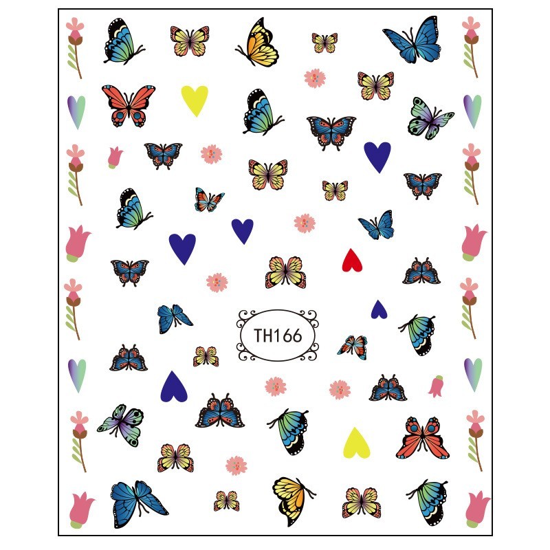 厂定制夏日蝴蝶小清新美甲贴纸DIY花朵可爱网红风指甲贴OEM图5