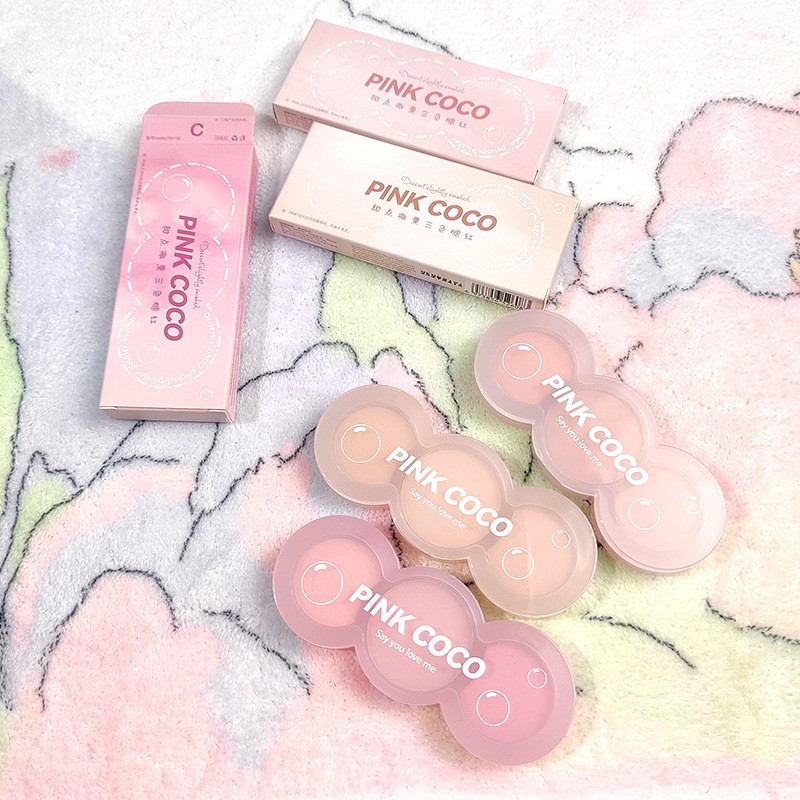 甜点微熏三色腮红盘定制哑光细闪自然学生党淡妆提亮胭脂贴牌logo图3