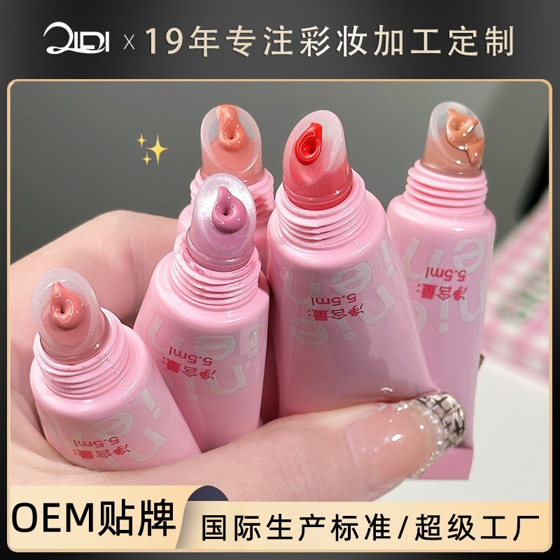 捏捏液体腮红定制 单色唇颊两用自然胭脂软管腮红液跨境彩妆工厂图3