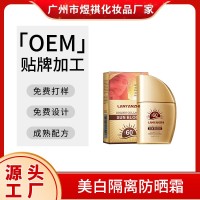 全英文跨境美白防晒霜防晒乳霜SPF50男女全英文包装代加工OEM