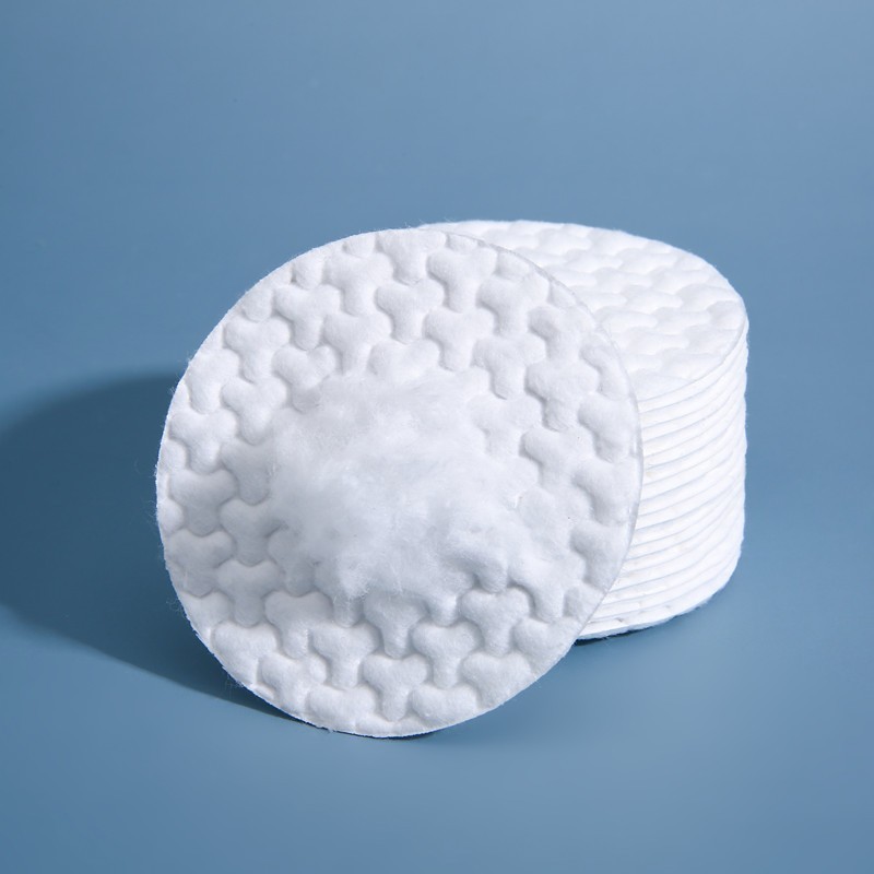 外贸袋装120片Y型压花圆形棉片温和吸水不掉絮湿敷亲肤舒适卸妆棉图3