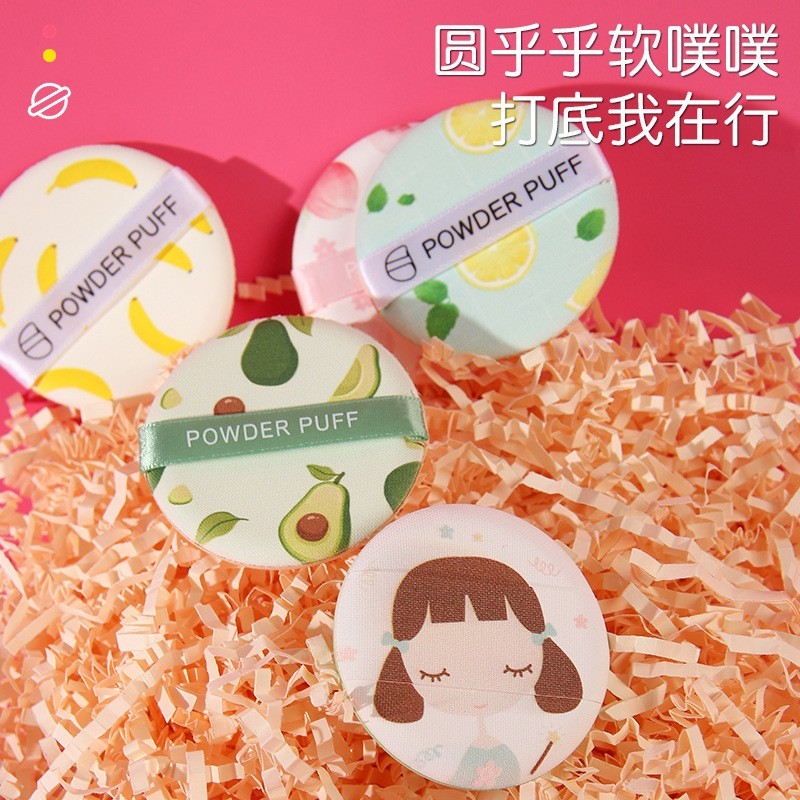 气垫粉扑定制OEM 卡通圆形亲水性干湿两用非乳胶上妆粉扑图3