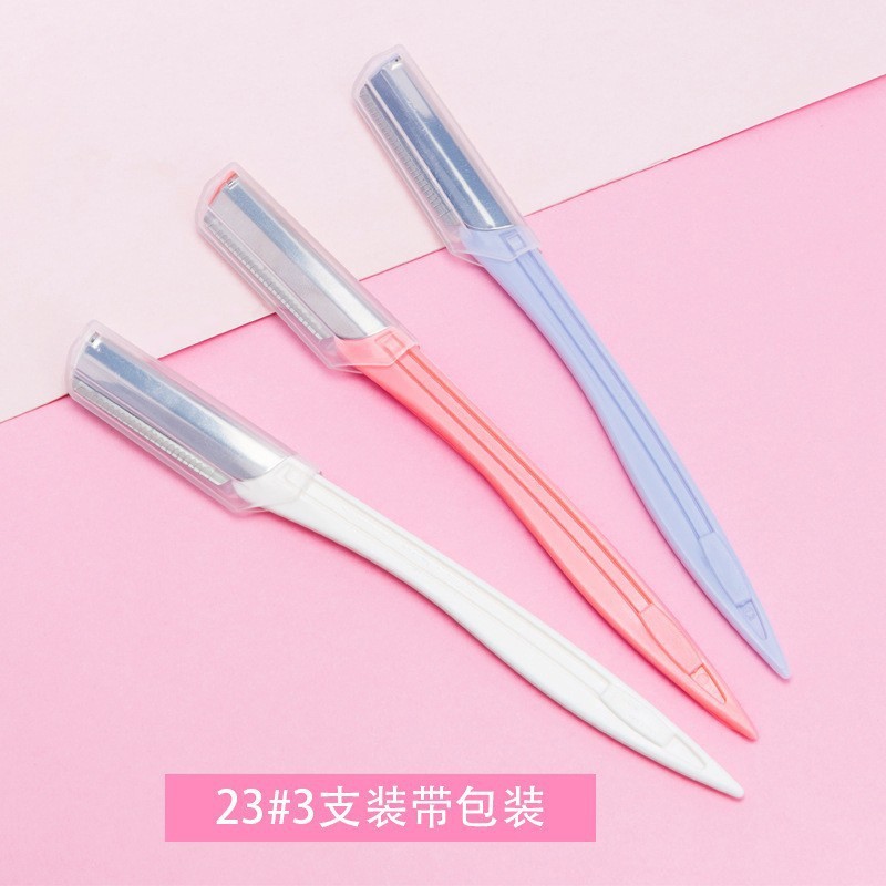定制批发修眉刀套装折叠3支装 女士初学者刮眉刀剃毛刀化妆工具图4