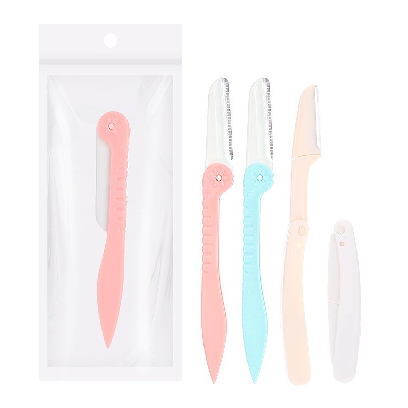 修眉刀定制OEM 中性包装 微距折叠不锈钢细网纹刮眉刀刮毛刀片图3