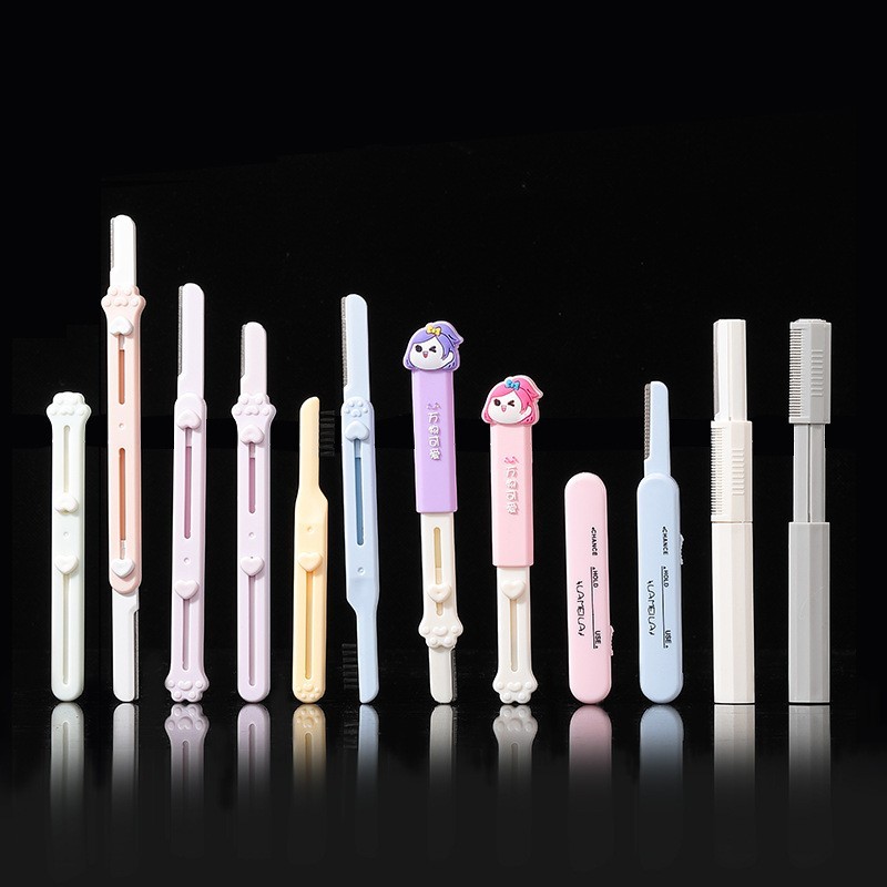 修眉刀定制OEM 中性包装 微距折叠不锈钢细网纹刮眉刀刮毛刀片图4