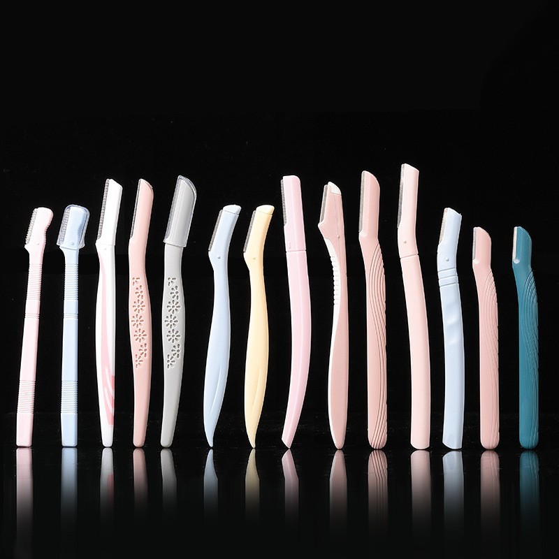 修眉刀定制OEM 中性包装 微距折叠不锈钢细网纹刮眉刀刮毛刀片图2