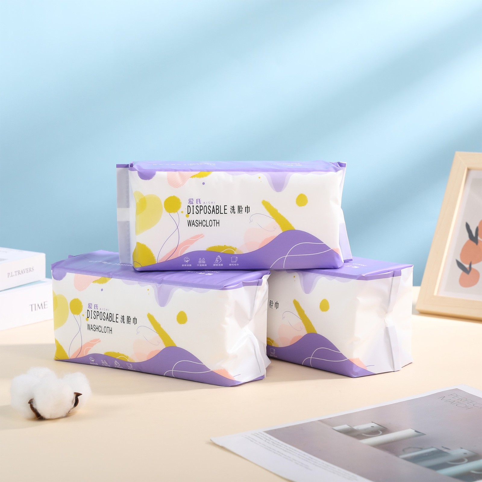 跨境定制一次性洗脸巾纯棉干湿两用抽取式外贸美容洁面卸妆擦脸巾图2