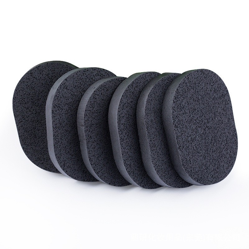 天然竹炭洗脸扑高密度黑色白色洗脸巾pva竹炭洁面跨境带标图2