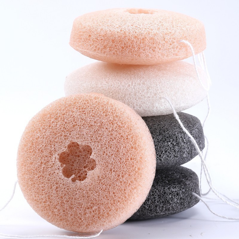 圆形凹印魔芋洁肤棉支持开模定做多种形状颜色脸部卸妆洗脸扑图2