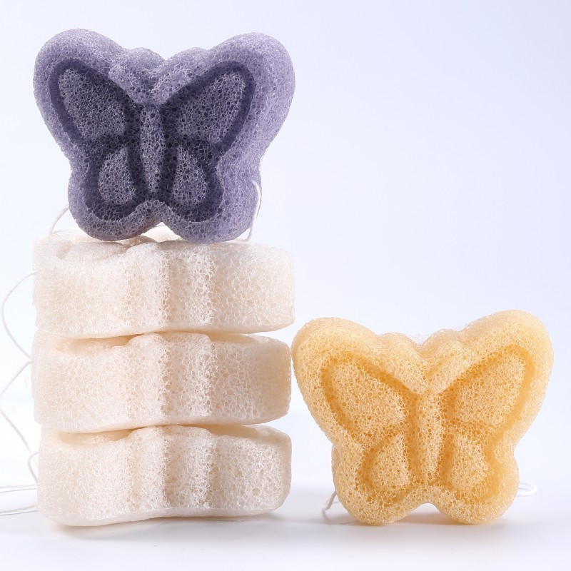 蝴蝶形状魔芋洁肤棉支持开模定做多种规格形状脸部洁肤洗颜棉图3