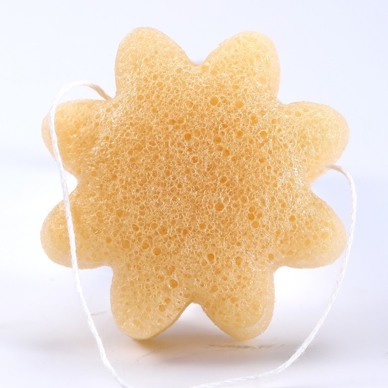 太阳花形状魔芋洗脸扑来图来样定做魔芋洁肤棉脸部清洁海绵扑图2