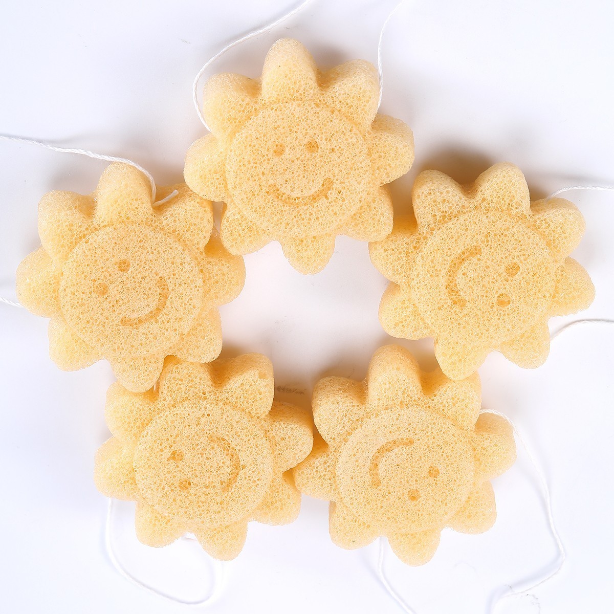 太阳花形状魔芋洗脸扑来图来样定做魔芋洁肤棉脸部清洁海绵扑图4