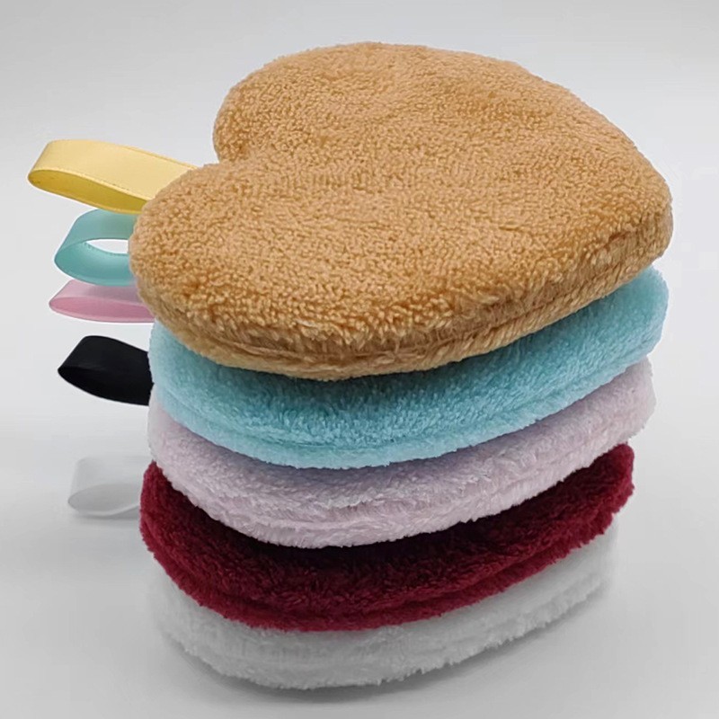 心形卸妆扑 海绵植绒卸妆粉扑可水洗卸妆海绵粉扑懒人卸妆洁面扑图3