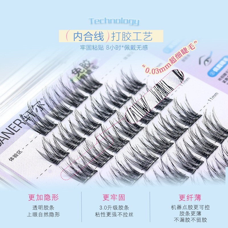 定制轩尔免胶假睫毛自制轻羽系列桃夭升级0.03mm羽感轻盈朵毛图2