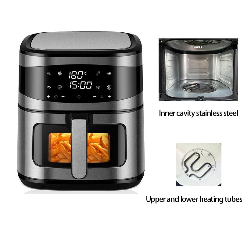 8L新款大容量家用空气炸锅不锈钢多功能智能全自动上下加热电炸锅图5