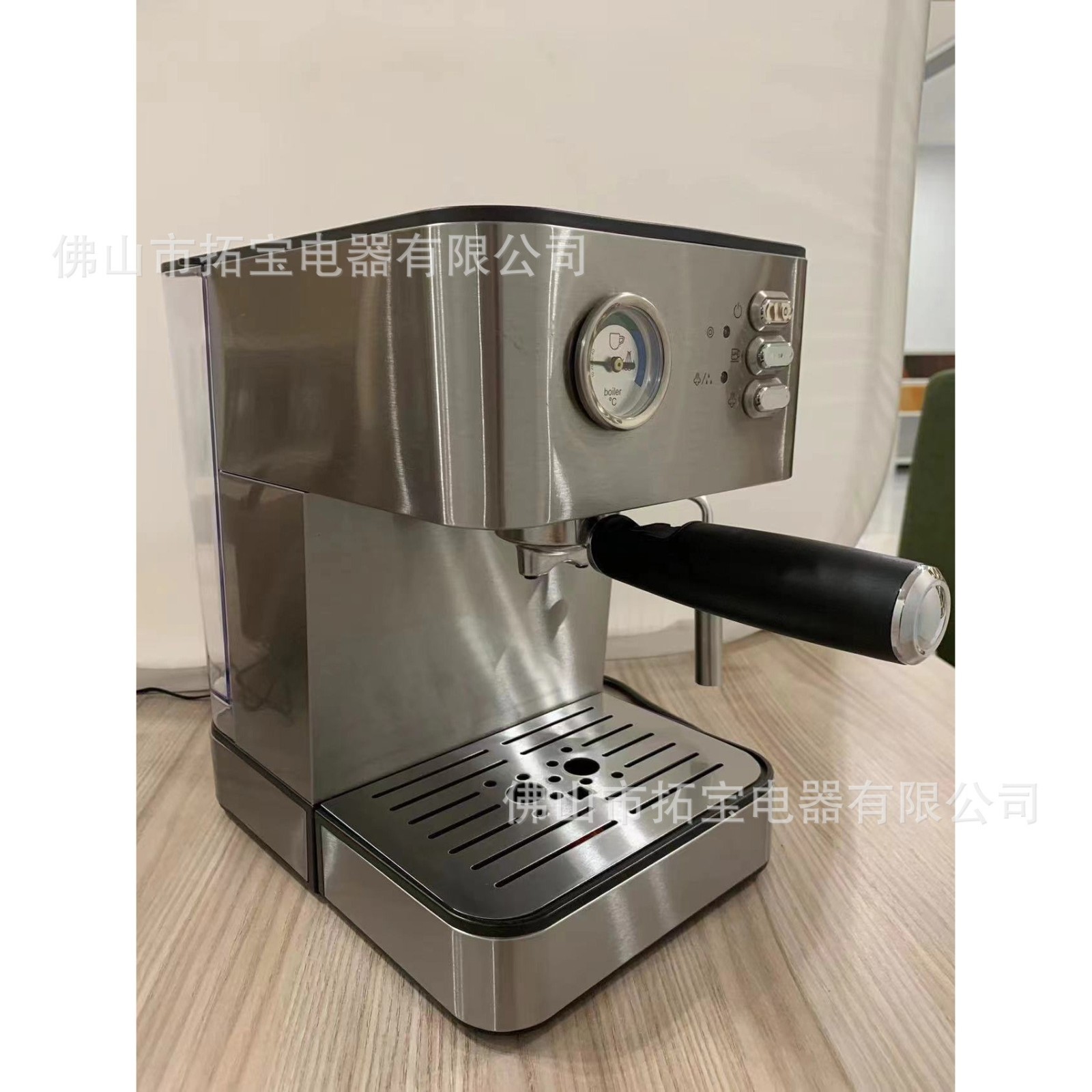 半自动意式浓缩咖啡机 带表带研磨按钮泵压式花式咖啡机图2