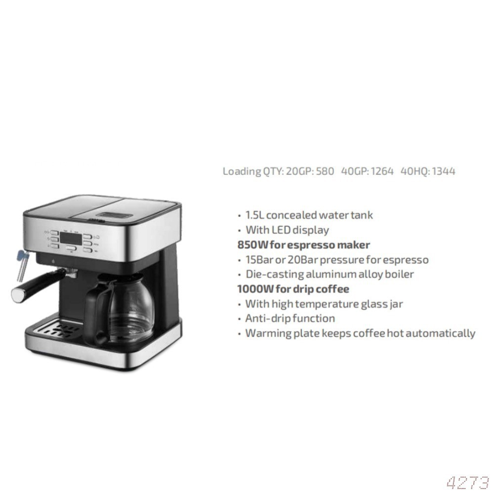 1.5L 咖啡机批发家用办公室外贸半自动意式滴漏式咖啡机图3