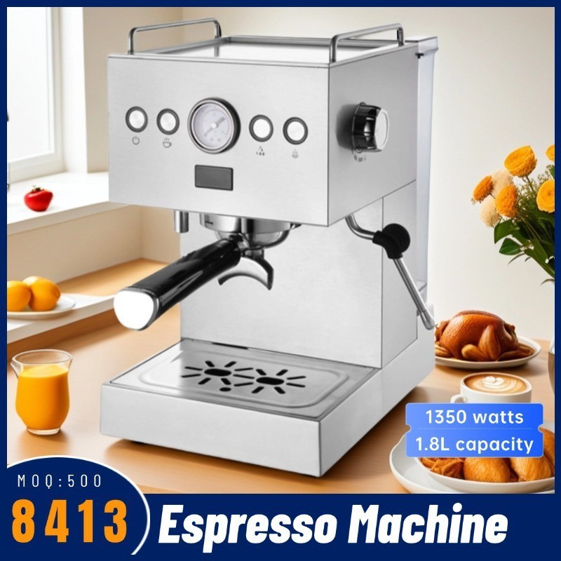 家用意式半自动咖啡机出口打奶泡小型奶咖一体图2