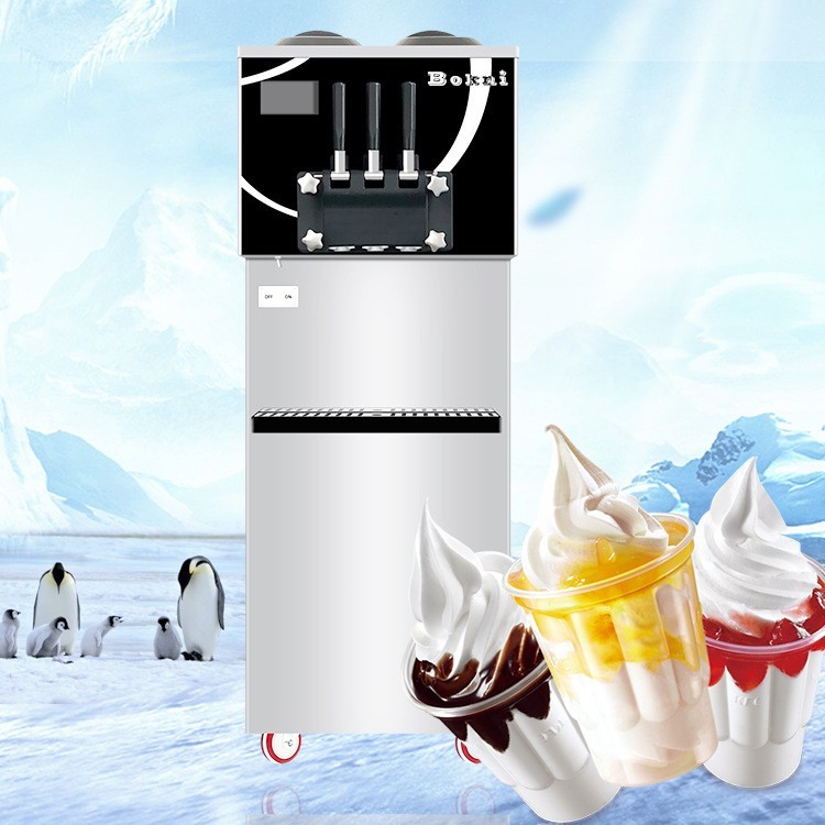 新款三色软冰淇淋机商用立式脆皮圣诞雪糕机图2